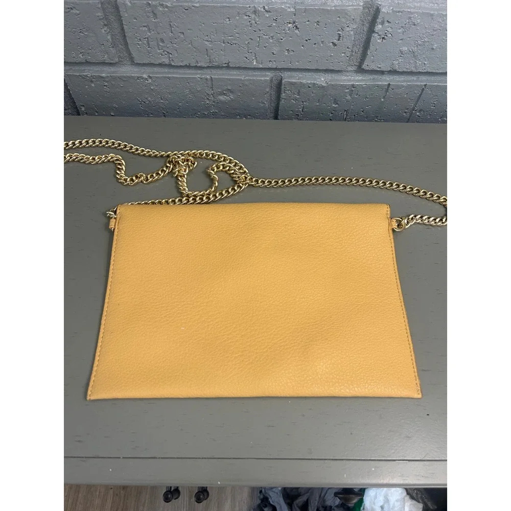 Mustard Yellow Leather Crossbody Boutique Store Purse with Gold Chain